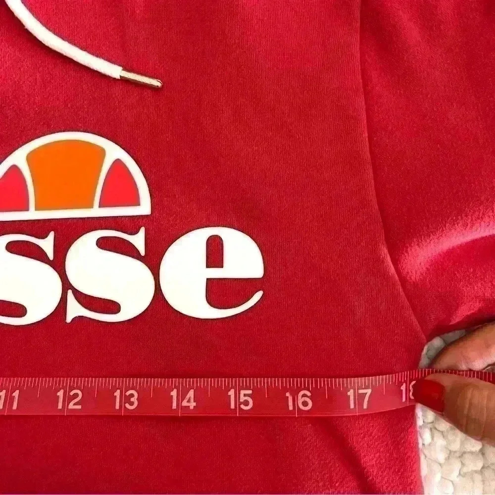 Ellesse Gottero Red W/ White Classic Logo Hooded Sweatshirt Size S - Picture 7 of 13